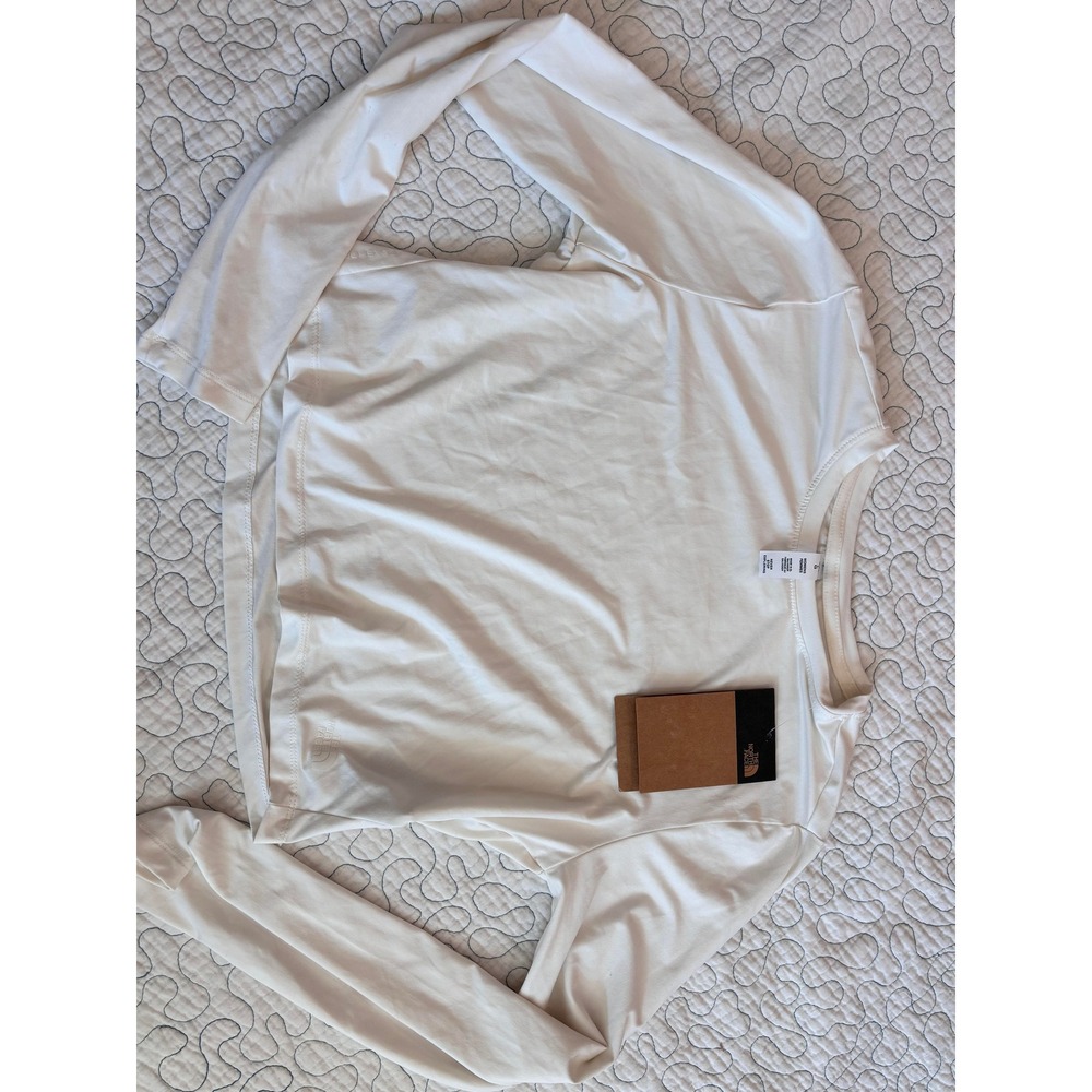 The North Face Womens Dune Sky Long Sleeve Shirt White Dune Cropped Boxy Large